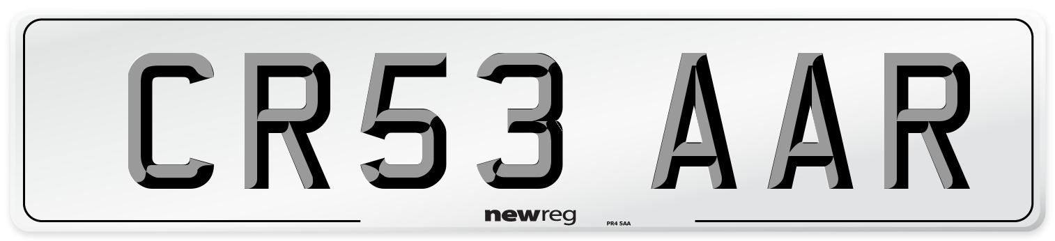 CR53 AAR Number Plate from New Reg